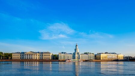 Kunstkammer on the university embankment of river Neva in Petersburgのeditorial素材