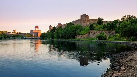 Fortress of Ivangorod and Castle of Herman in sunrise