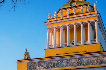 Admiralty as symbol of Petersburg in frost winter eveningの写真素材