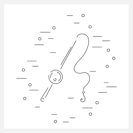 Net flat icon. Fishing equipment rod with hook. Backgrouns design with fishing rod. Linear vector illustrations with fishing rod.のイラスト素材