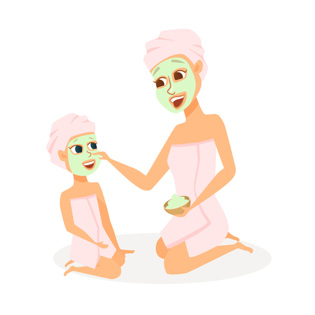 Mother and daughter in spaのイラスト素材