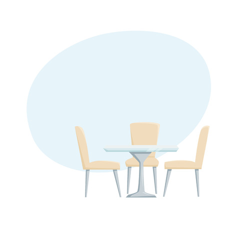 Modern table and chairs furniture for office, cafe, restaurant, home kitchen interior scene design.のイラスト素材