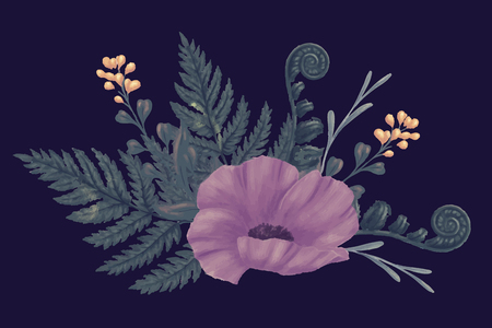 Flowers. Bouquet of poppy isolated on a plain backgroundのイラスト素材