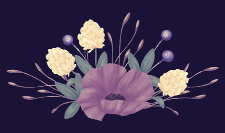 Flowers. Bouquet of poppy isolated on a plain backgroundのイラスト素材