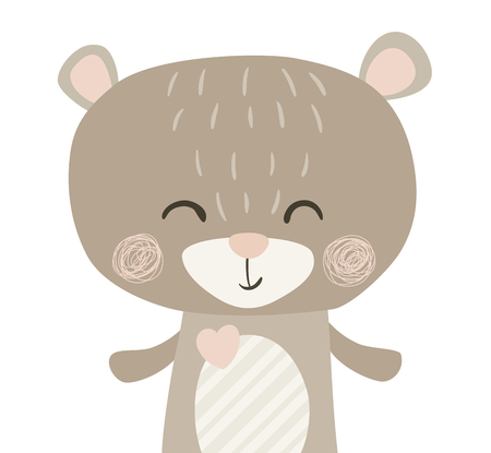 Bear baby cute print. Sweet animal. Teddy-bear fashion child vector. Cool illustration for nursery t-shirt, kids apparel, invitation, simple scandinavian child designのイラスト素材