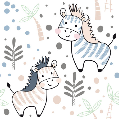 Zebra baby seamless pattern. Scandinavian cute print.の写真素材