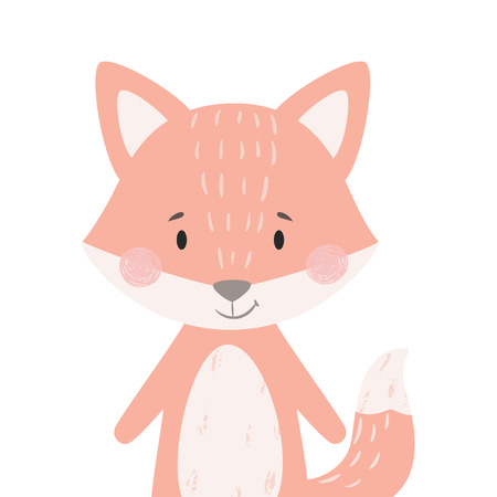 Fox baby print. Cute animal illustration for nurseryの写真素材