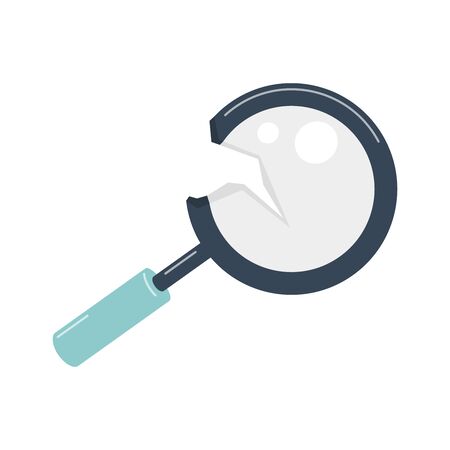 Broken Magnifier. The concept of erroneous search, false research and incorrect study. Cracked magnifying glassのイラスト素材