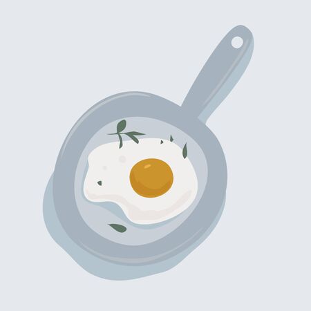 Fried eggs in a pan. Breakfast top view. Healthy food. Restarant menu designのイラスト素材