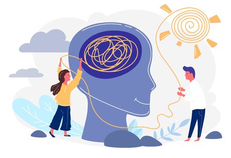 Psychotherapy practice. Woman psychologist bconsulting patient. Siety psychiatry conceptのイラスト素材