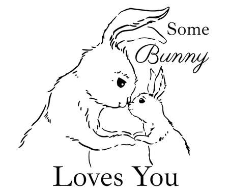 Easter bunny decor. Rabbit mom and babyのイラスト素材