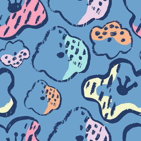 Summer tropical flower seamless pattern. Hand drawn abstract floral summer organic shapes. Beach vacation background design, textile print. Exotic wallpaper, baby apparel safari fabric repeat motifのイラスト素材