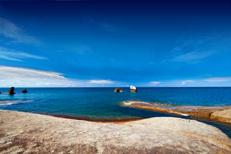rocks and sea thai koh samui pap and mamの写真素材