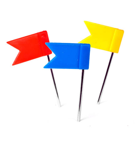 Color flag pins photo marker push pin isolatedの写真素材