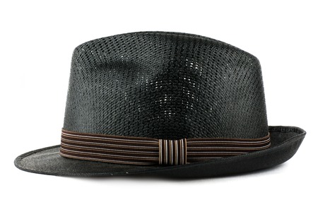black modern men hat isolated on whiteの写真素材