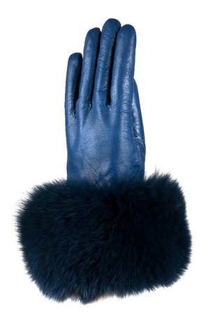 modern woman leather gloves isolated on whiteの写真素材