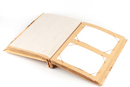 Antique scrapbook for two image per page, on white backgroundの写真素材