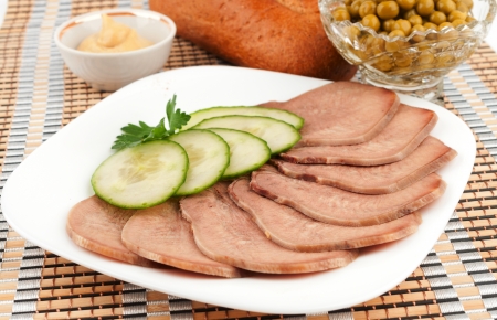 Sliced ââbeef tongue with cucumberの写真素材
