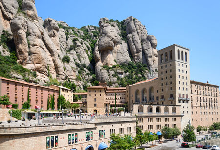 MONTSERRAT, SPAIN - JULY 16, 2013  Santa Maria de Montserrat Abbey  The monastery is visited annually by millions of tourists and pilgrims のeditorial素材