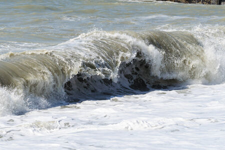 High sea wave. Stormy weather.