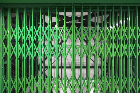 New modern slide steel door, painted in green.の写真素材