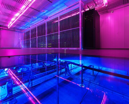 Empty server room of the modern data center.