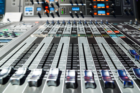 Mixing console. Sound mixer. Live and studio equipment