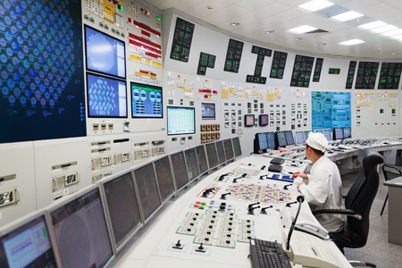 KURCHATOW, RUSSIA - JUNE 23, 2016: The operator monitors the readings of devices and work equipment....