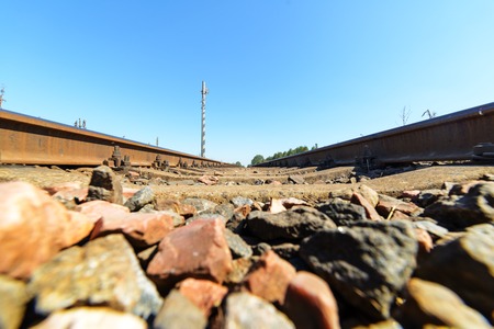 Railway track. Shooting with a very low point at the ground.の写真素材