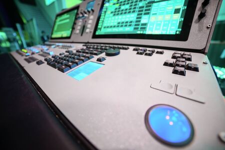 Mixing console. Sound mixer. Live studio equipment