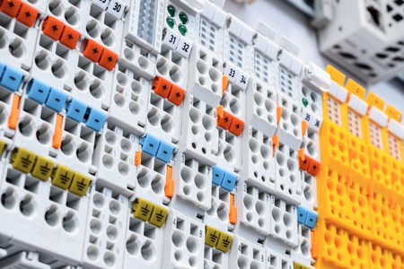 Close up wiring connectors or Terminal Block for Industrial Electronic.
