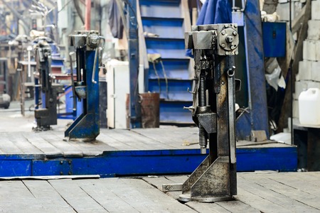 Machine tool for splicing steel cable. Workshop on production of handling removable devices. Department of manufacturing wire rope slings.の写真素材