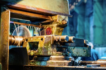 Horizontal Milling Machine. Milling process using a disk cutter.の写真素材