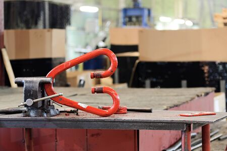 Workshop on production of handling removable devices. Department of manufacturing wire rope slings.の写真素材