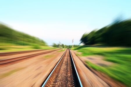 Railway track blurredの写真素材