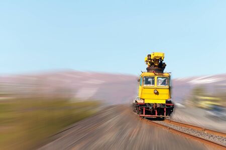 Railcar move along the railway.の写真素材
