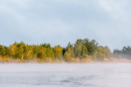 Sunny sunrise on the lake.の写真素材