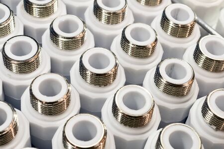 Plumbing connection fittings for plastic pipes.の写真素材