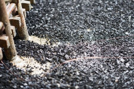 Industrial tinning of wire. Bath with molten solderの写真素材