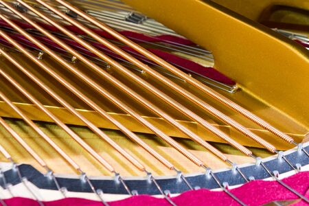 Piano strings. Close-up photo.