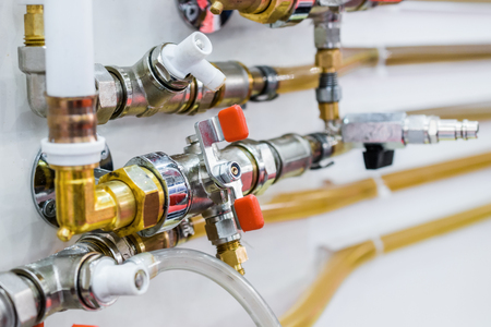 System of plastic pipelines and regulators.の写真素材