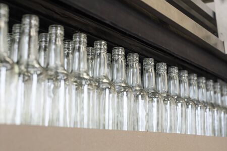 A row of empty bottles.の写真素材