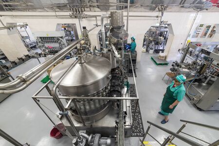 Brest Distillery. The bottling line of vodka.