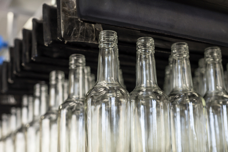 A row of empty bottles.の写真素材