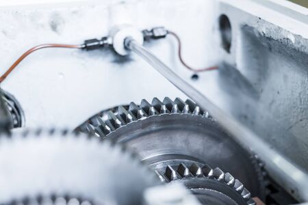 Gears of a gear box of a metal-cutting machine.