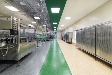 The shop for bottling beverages. Automatic filling line.