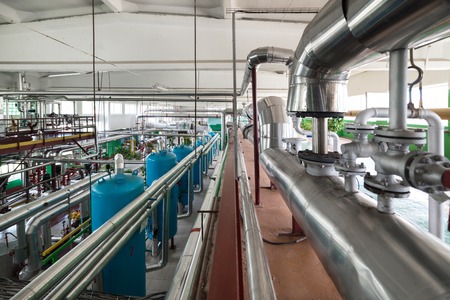 Modern boiler room, steam and hot water generation.