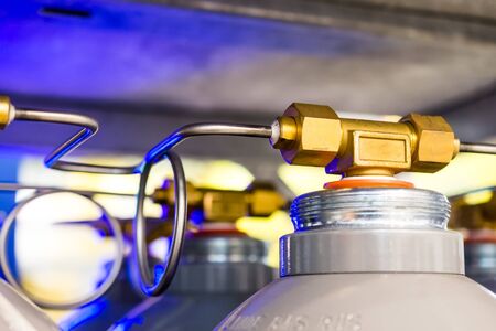 Connecting pipelines of the gas system for nitrogen cylinders.の写真素材