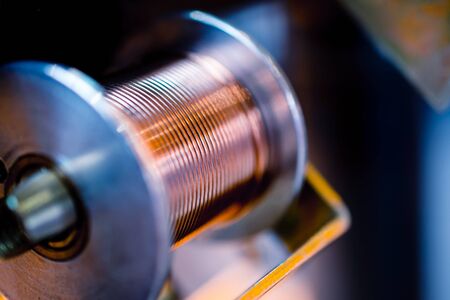 Coil with thick copper wire, welding machine element.の写真素材