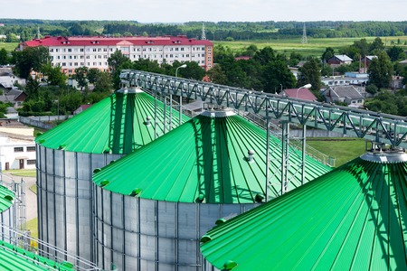 Silos of the granary. A modern warehouse of wheat and other cereals.の写真素材